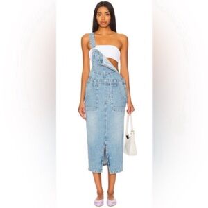 Free People We The Free Bardot Denim Skirtall In Follow Your Heart Sz S Overalls
